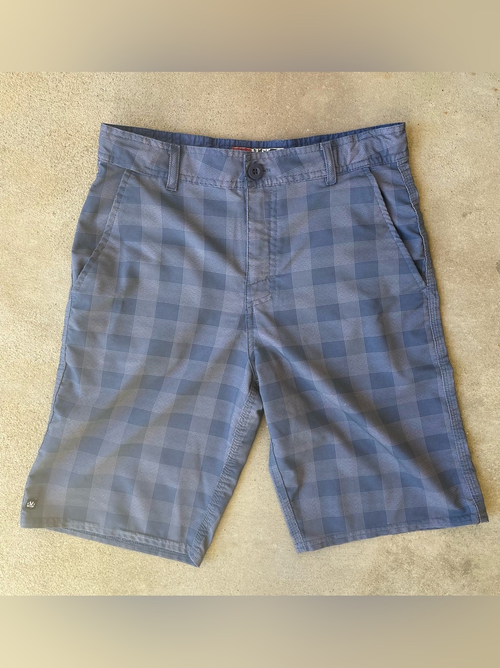 Micros Navy Blue Check Flat Front Boy’s Shorts